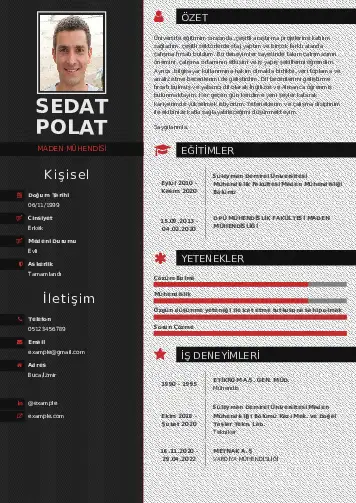 Maden Mühendisi Cv Örnekleri cv indir